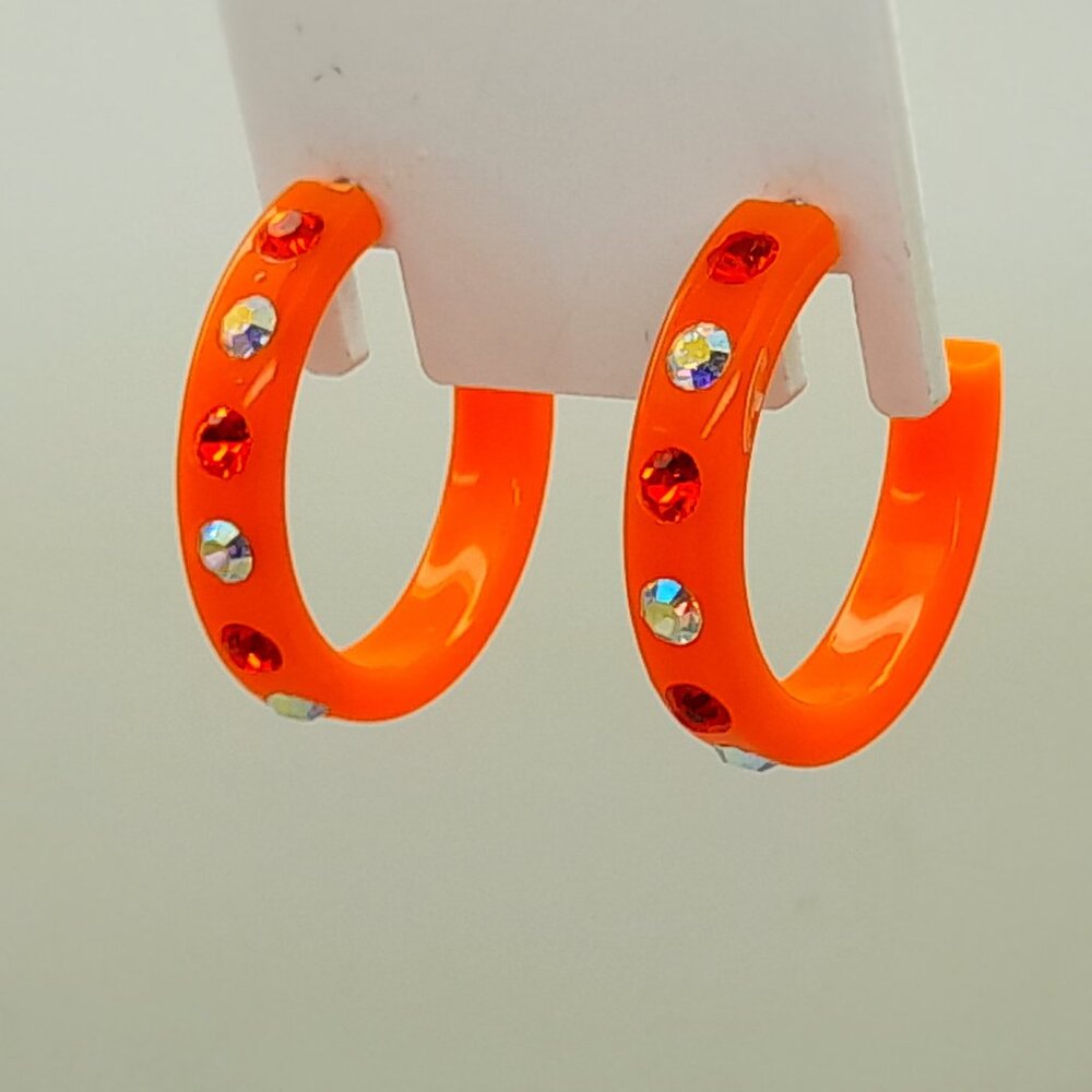Vintage style orange color Lucite Acrylic 1 inch Hoop party Fashion Earrings